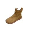 bottines de neige plates en daim pour femmes, baskets décontractées, tendance hiver, nouvelle marque, marche confortable, moto botas mujer, 2024