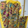 winyi abaya robe musulmane à imprimé floral pour femmes, col rond, manches longues, caftan, longueur maxi élégante, vêtements pour femmes