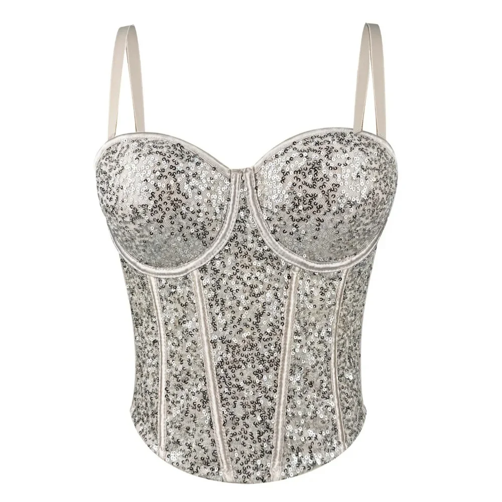 vêtements de mode paillettes sexy t shirts t shirt hotsweet y2k haut débardeur femmes vêtements camis t shirts fête club scène spectacle corset