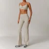 ensemble de yoga deux pièces pour femmes, soutien gorge plissé, haut court d'entraînement, leggings taille haute, vêtements de sport actifs, combinaison de course en plein air, fitness