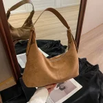 Sac à main Vintage pour femmes, sac à bandoulière en daim, sacs à bandoulière décontractés de luxe de styliste, pochette Hobo en croissant pour dames