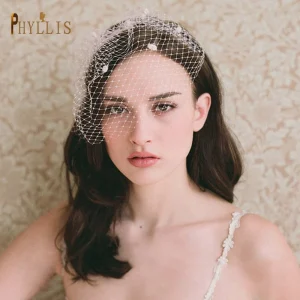 JM12-Cage à Oiseaux en Maille pour Patients, Couvre-Visage, Fascinateur, Chapeaux de Mariée avec Voile, Accessoires de Mariage, Blanc et Noir, Haute Qualité