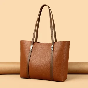 Sac messager monochromatique de grande capacité pour femme, sac à main pour documents, sac initié en PU, simple, luxe, femme, nouveau, automne, E27