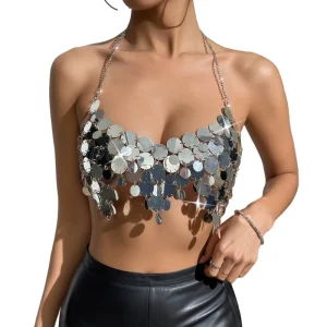 chaîne licou Bikinis soutiens-gorge glands Camisole haut court discothèque fête corps bijoux pour les