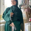 Abaya-Robe musulmane longue noire avec manchette et perles pour femme, tenue de soirée, style marocain, nouvelle collection