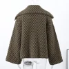 cardigan en tricot décontracté pour femme, grand revers, simple boutonnage, manches longues, poches, manteaux, pull chaud, automne hiver 2025