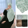 Nouveau broderie soie froissé Hijab écharpe femmes miroitant châles plaine femmes musulmanes Hijabs Islam Turban plissé écharpe Ramadan