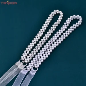 TOPCLS-Ceinture perlée EEN avec perle pour robe de mariée, ceinture de taille avec ruban en organza, accessoires pour femmes, robe de soirée pour patients, S34