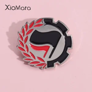 Broches en émail antifasciste, théorie du pouvoir, drapeau noir et rouge, broches avec Logo, Badges à revers, prière pour la paix, bijoux, cadeau pour les amis du monde