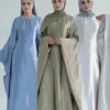 Abaya-Robe de Luxe en Crêpe Douce pour Femme, Tenue Éducative en Satin, Style Musulman, Kaftan, Islam, Eid BatOO, Dubaï, 2024