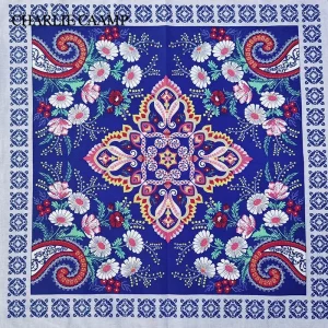 Écharpe carrée à la mode pour femmes et filles, bandana en coton, belle fleur, bande de sauna de style ethnique, cadeaux paisley, cour hip hop