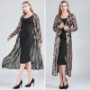 cardigan brodé à manches longues pour femmes, robe à paillettes sexy, devant ouvert, maille, chemisier, cover up, manteau de soirée, rh, fête, y