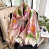 foulard coréen luxe foulard en soie élégant motif lotus en mousseline de soie châle enveloppement impression doux femmes hijab châles femme