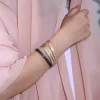bracelet manchette islamique ayatul kursi, versets du coran musulman pour femmes, en acier inoxydable, calligraphie arabe, messager, bijoux
