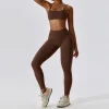 Ensembles de vêtements de Yoga pour femmes, vêtements de sport, Leggings taille haute et haut, ensemble deux pièces, survêtement de gymnastique sans couture, tenues d&rsquo;entraînement de Fitness