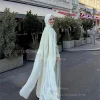 ssytens robes de soirée modestes avec hijab à manches longues cape robe de soirée de mariage musulmane à la main fleur robes de soirée personnalisées