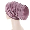 coiffe en velours pour femmes musulmanes, foulard rond, chapeau hijab, turban africain, bonnet, perte de cheveux, chimio, ample, bonnets baggy, accessoires pour cheveux