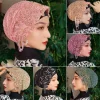femmes ethnique broderie perle turban casquette ramadan mode musulmane paillettes tête enveloppement musulman hijab islamique cheveux couverture foulard chapeau