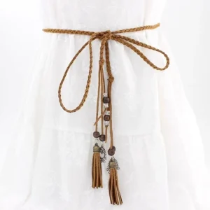 Ceinture en ULtressée vintage pour femmes et filles, gland polyvalent, ceinture bohème, sangle de taille, design de luxe