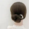 Épingles à cheveux ondulées en alliage de perles en forme de u, 1 pièce, barrettes simples en métal, outils de coiffure de mariée, accessoires de mariage