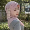 nouveau chapeau musulman à bord souple en éponge de gaze à motifs d'étoiles du moyen orient, écharpe à enfiler pratique, style pompon double face