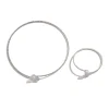 ensemble de bijoux en cristal brillant pour femmes, plaqué argent, zircone cubique, collier ras du cou, bracelet, accessoires de mode pour soirée
