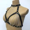 Ceinture en cuir PU pour femmes, chaîne à pampilles, écharpe, Lingerie Sexy, robe de soirée de plage, chaîne de poitrine
