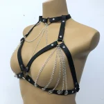 Ceinture en cuir PU pour femmes, chaîne à pampilles, écharpe, Lingerie Sexy, robe de soirée de plage, chaîne de poitrine