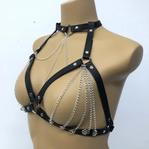 Ceinture en cuir PU pour femmes, chaîne à pampilles, écharpe, Lingerie Sexy, robe de soirée de plage, chaîne de poitrine