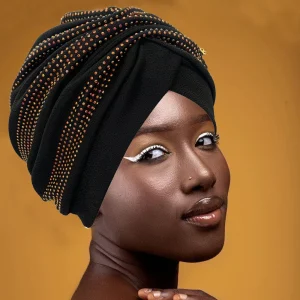 Brillant diamants Turban casquette pour femmes femme enveloppement tête Bonnet musulman foulard chapeau Turbante Mujer