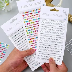Autocollant de visage en strass, diamant, maquillage des yeux de fête, cristal brillant, autocollant de décoration de visage pour filles, DIY bricolage