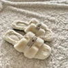 pantoufles en fourrure élégantes pour femmes, chaussures plates chaudes et moelleuses, sandales d'intérieur pour la maison, chaussures haut de gamme, nouvelle mode, 2025