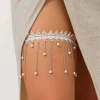 PuRui élégant Imitation perle gland jambe cuisse chaîne pour les femmes Simple Sexy élastique pansement jarretière corps bijoux accessoires