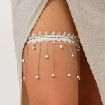 PuRui élégant Imitation perle gland jambe cuisse chaîne pour les femmes Simple Sexy élastique pansement jarretière corps bijoux accessoires