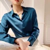 chemise haut de gamme en satin japonais anti rides pour femmes, manches longues, peut être à la mode et professionnelle.