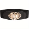 ceinture élastique élégante à boucle en métal vintage pour femme – large ceinture pour manteaux et ceintures habillées