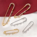 Grands épingles de sûreté en strass, broche en cristal avec 3/4/5 boucles pour bricolage, couvertures, jupes, tissu tricoté, artisanat, fabrication de bijoux, 5 pièces