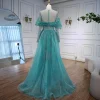 robe de soirée arabe bleue perlée, manches longues, avec nœud sur le devant, style saoudien, serene hill, personnalisée, la72841, 2025