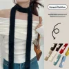 Écharpe longue et étroite pour filles, couleur unie, à la mode, décorative, polyvalente, hiver, printemps, automne, accessoires de Protection contre la chaleur