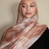 hijab imprimé abysse océanique pour femmes musulmanes, écharpe florale aquarelle, châle respirant, léger, coton doux, rayonne, viscose tissé