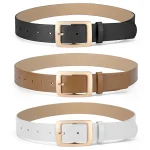 Ceinture à boucle ardillon en or métallique Simple pour femmes, accessoires en jean décontractés à la mode, ceinture gothique rétro en cuir Pu blanc