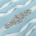 Ceinture de mariée en cristal argenté pour femmes, ceinture de robe de mariée élégante avec pierres, strass et perles, accessoires pour robes, nouvelle collection
