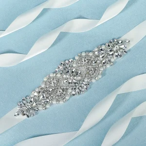 Ceinture de mariée en cristal argenté pour femmes, ceinture de robe de mariée élégante avec pierres, strass et perles, accessoires pour robes, nouvelle collection