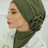 Chapeau islamique pour femmes, hijabs pour femmes, écharpe de sauna à fleurs de carillon, bonnet sous-casquette, turban musulman pour dames, tête ronde, bandana Skullcap