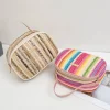 sac tissé en paille coloré pour femmes, sac à main polyvalent de plage d'été, sac à bandoulière pour femmes