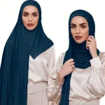 Premium instantané Jersey Hijab écharpe solide musulman longues foulards Turban châle élastique coton arabe foulard bandeau saoudien Hijabs