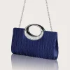 sac à main plissé pour femmes, sac de soirée luxueux et tendance de couleur pure, avec boucles d'oreilles en strass exquises, bracelets, colliers et quatre pièces, chaîne en métal détachable et portefeuille parfait pour les filles