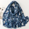 Écharpe douce en viscose florale de jardin respirante pour femme, hijab musulman décontracté, châle à franges, optique chic bohème, parfait pour les voyages, 180x90cm