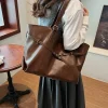 sac fourre tout de luxe vintage de grande capacité, sac à main polyvalent pour le travail de banlieue, classe d'étudiant, boucle de ceinture sous les bras, sac de shopping pour femmes