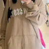 sweat à capuche diable pour femmes et hommes, style foncé, vintage, harajuku, fermeture éclair, hip hop, streetwear, y2k, esthétique, cardigan grunge